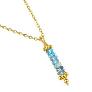 natural ethiopian opal beaded pendant necklace for her women love gift