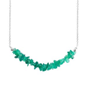 Green Onyx Uncut Bar Beaded Necklace in German Silver – 16"+2" Chain
