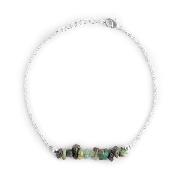 Emerald Uncut Bar Beaded Bracelet in German Silver – 7" Bracelet - Image 2