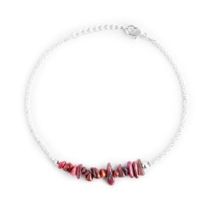 Garnet Uncut Bar Beaded Bracelet in German Silver – 7 Inch