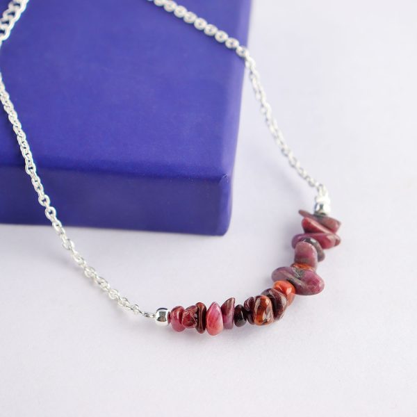 Garnet Uncut Bar Beaded Bracelet in German Silver – 7 Inch - Image 3