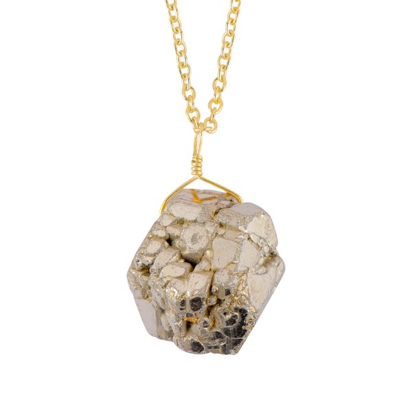 Raw Pyrite Pendant Necklace in 18k Gold-Filled German Silver – 16"+2"