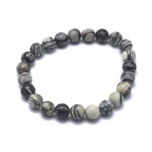 Natural Web Jasper Gemstone Beaded Bracelet – 8mm Stretchable Unisex